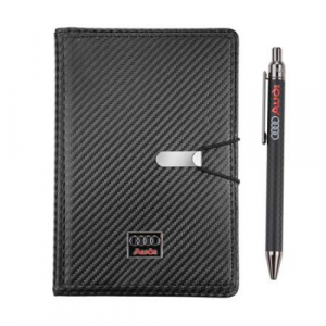 Подаръчен сет от тефтер и химикал на Silver Flame с лого на Audi