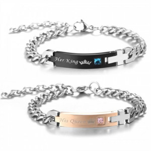 сет от мъжка и дамска гривни Her king His Queen