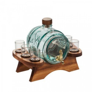 Сет буре с чешмичка + 6 чаши за ракия