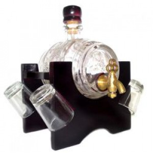 Стъклена бъчва с 4 чаши