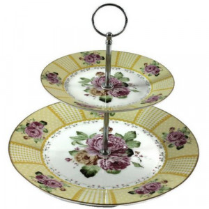 Порцеланово плато за сладки на 2 нива