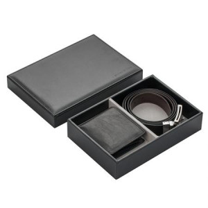 Мъжки комплект портфейл и колан от естествена кожа 110 см. SILVER FLAME