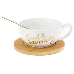 Чаша, чинийка, лъжичка Good Morning 180 мл от MaxShop Чаша, чинийка, лъжичка Good Morning 180 мл на ниска цена от Max-Shop