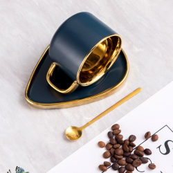 Чаша, чинийка, лъжичка Blue Leaf 240 мл на ниска цена от Max-Shop