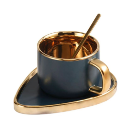 Чаша, чинийка, лъжичка Blue Leaf 240 мл от MaxShop Чаша, чинийка, лъжичка Blue Leaf 240 мл на ниска цена от Max-Shop