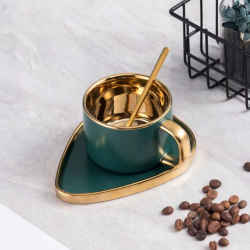 Чаша, чинийка, лъжичка Green Leaf 240 мл на ниска цена от Max-Shop