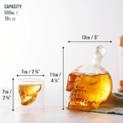 Декантер с 6 чаши за шот Oak & Steel Skull на ниска цена от Max-Shop