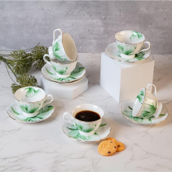 Комплект 6 чаши с чинийки в подаръчна кутия на ниска цена от Max-Shop