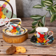 Комплект две чаши за кафе с чинийки и лъжички - Color от MaxShop Комплект две чаши за кафе с чинийки и лъжички - Color на ниска цена от Max-Shop
