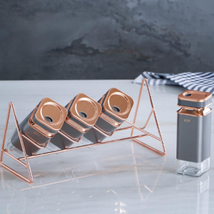 Комплект стъклени съдове за подправки на стойка