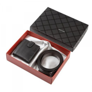 Мъжки комплект портфейл и колан от естествена кожа 100 см.