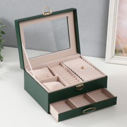 Кутия за бижута изумрудено зелена на ниска цена от MaxShop