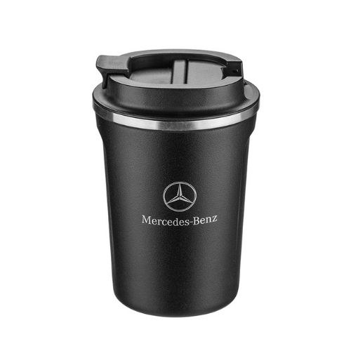 Черна матова термочаша за горещи напитки с лого и надпис Mercedes-Benz