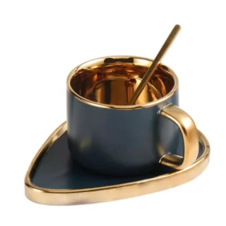 Чаша, чинийка, лъжичка Blue Leaf 240 мл на ниска цена от Max-Shop