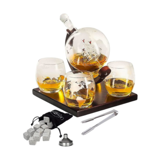 Сервиз за уиски с Чаши – Oak & Steel World Globe