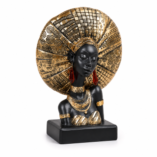 Декоративна статуетка на африканска жена със златист тюрбан и бижута