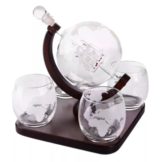 Сервиз за уиски с Чаши – Oak & Steel World Globe